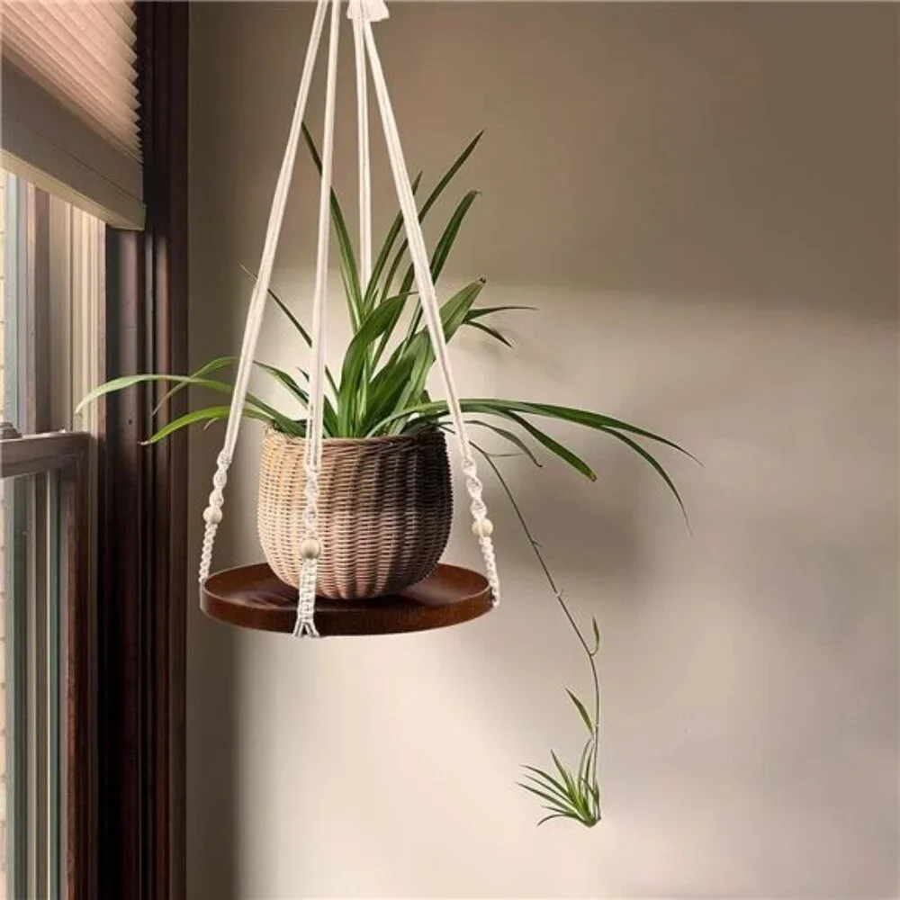 Macrame Plant Hanger - 2 Set Indoor Hanging Planter Shelf - Hanging Planter Rack
